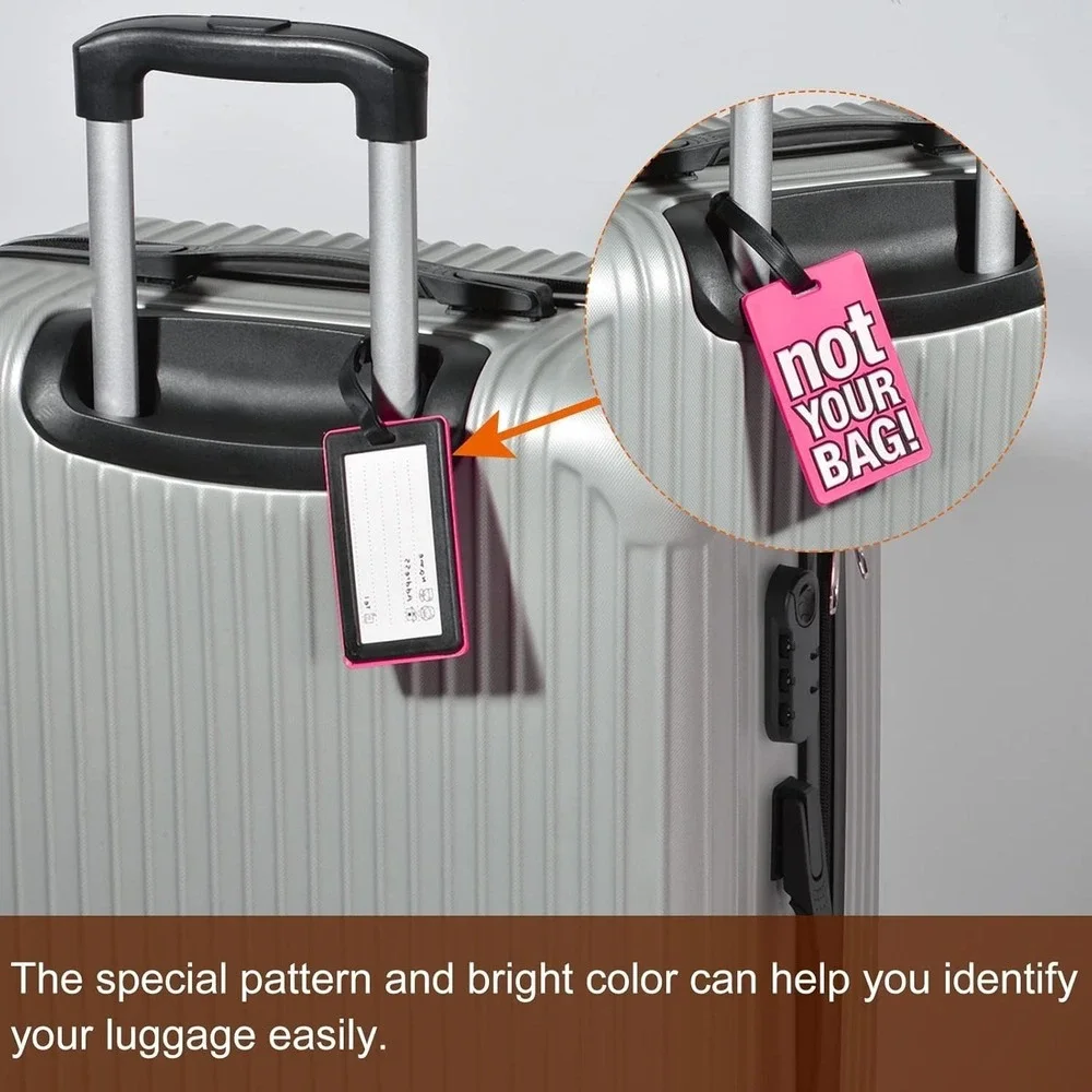 2 Pack PVC Luggage Tag Identifier Label Not Your Bag Pattern Pink